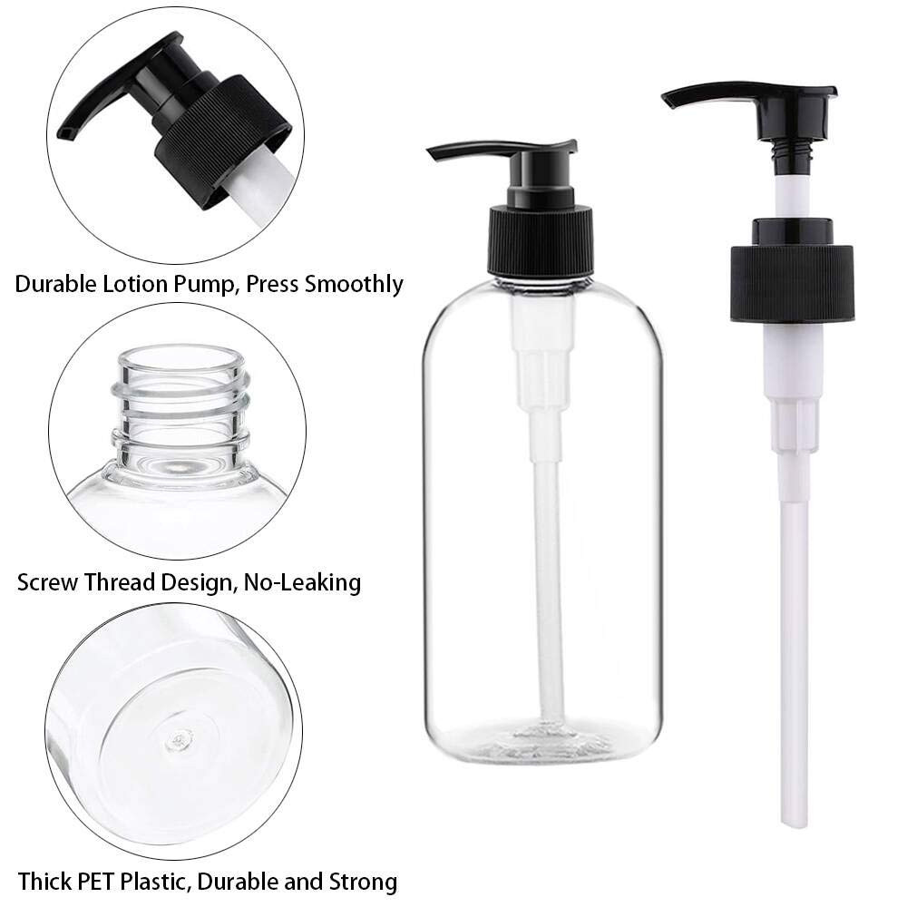 Empty Plastic Pump Bottles Dispenser Portable Shampoo Lotion Hand 4 Pack 16Oz