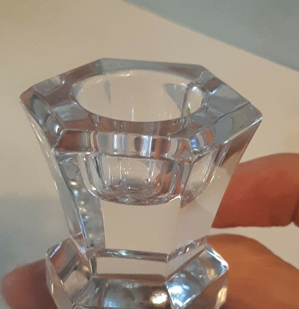 2 Lead Crystal 24% Clear Candlesticks Holders Austrian