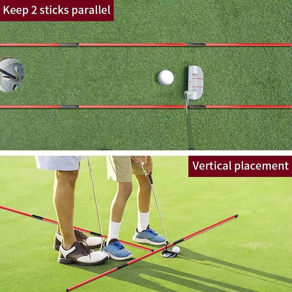 Golf Alignment Sticks 2 Sets 48inch Alignment Practice Rods Foldable Easy