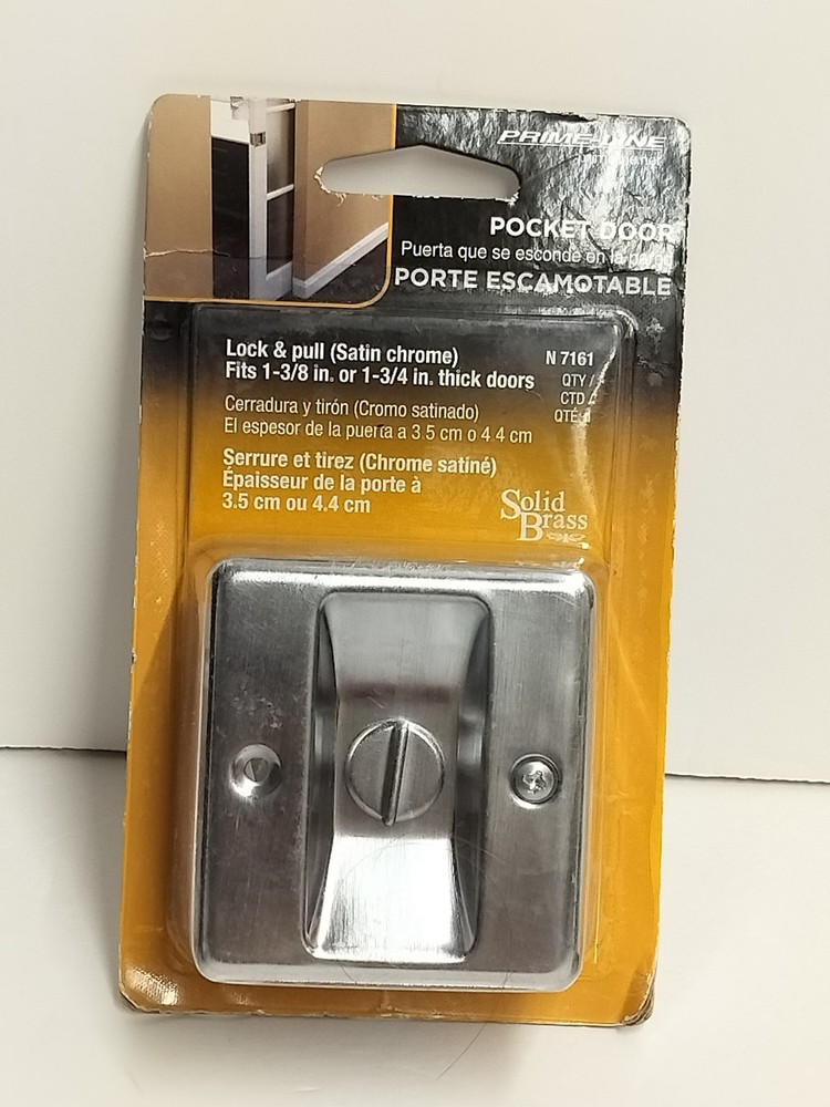 Prime-Line Pocket Sliding Pocket Door Privacy Handle Lock & Pull Hardware Set