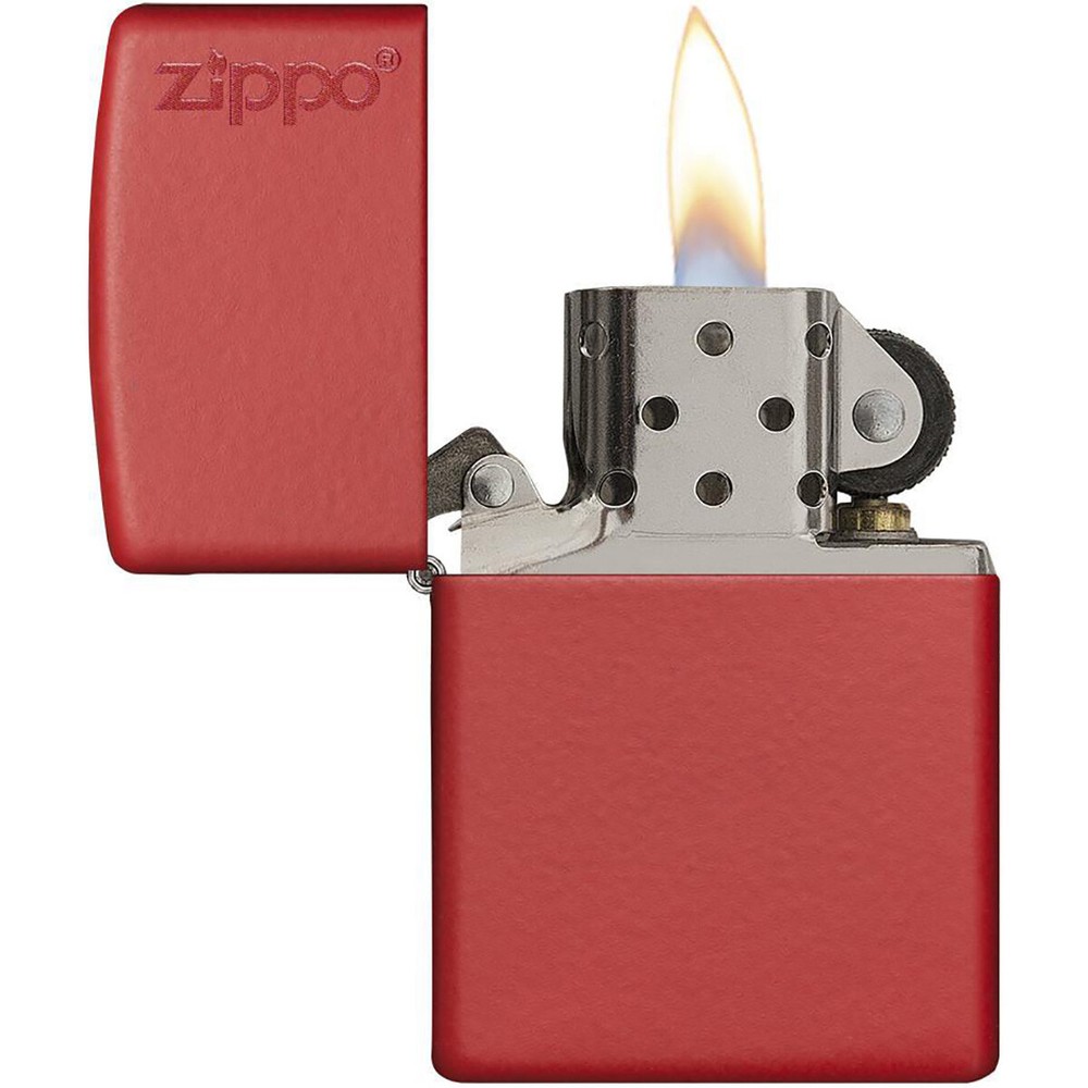 Zippo Logo Matte Pocket Lighter - Red