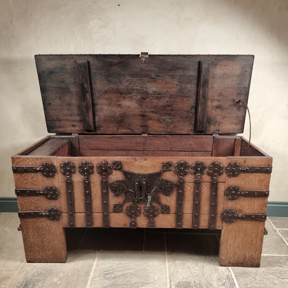 A 16th Century Iron Bound Coffer.