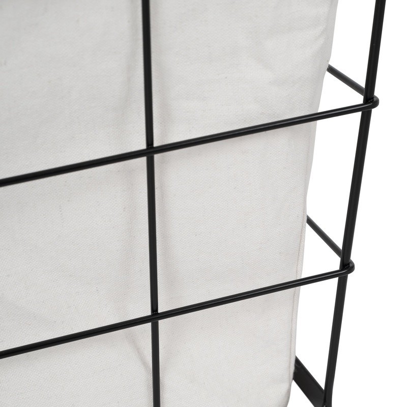 Rectangular Steel Wire Laundry Basket W/ Removable Cotton Liner Easy Transport
