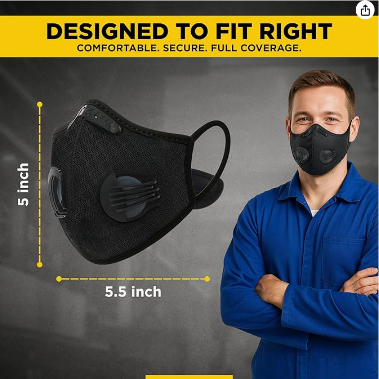 Washable & Reusable Half-Face Shield - Anti-Dust/Pollution Protective Facepiece