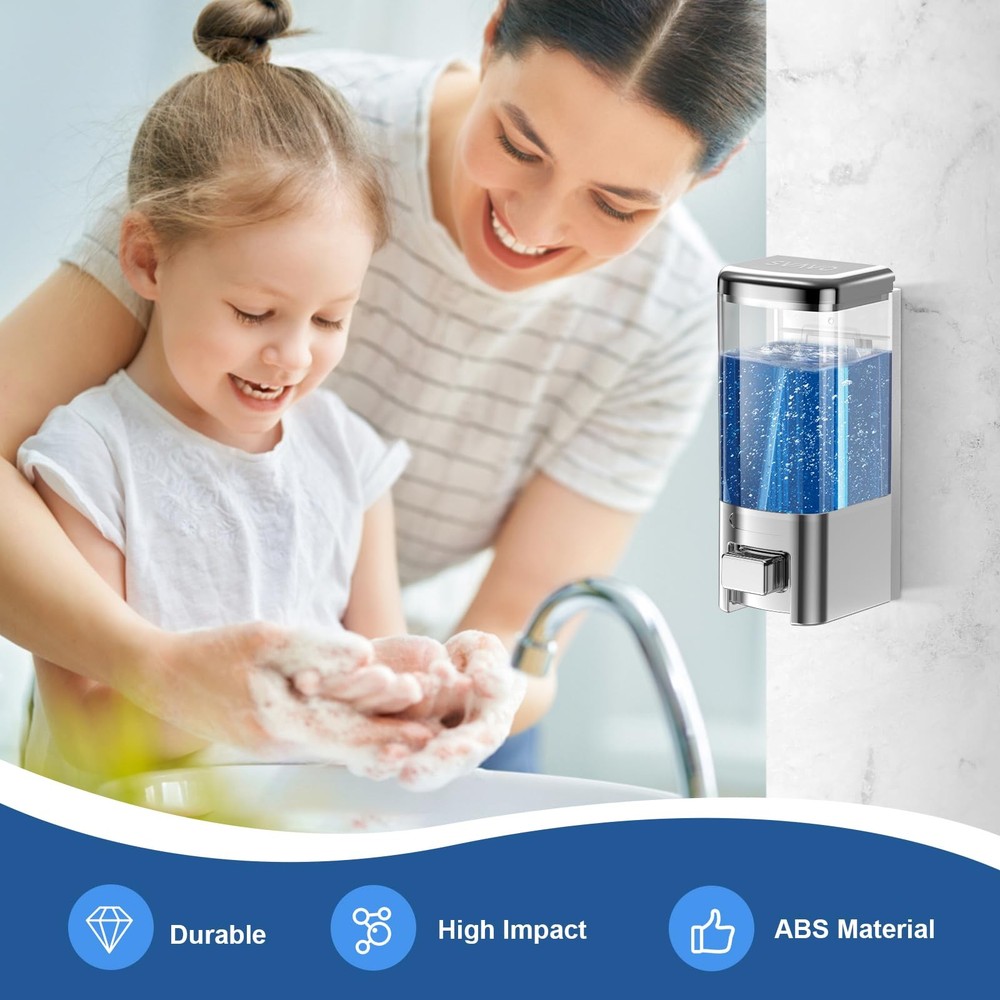 Wall Mounted Soap Dispenser - Manual Kitchen Bathroom Hand Soap Dispenser wit...