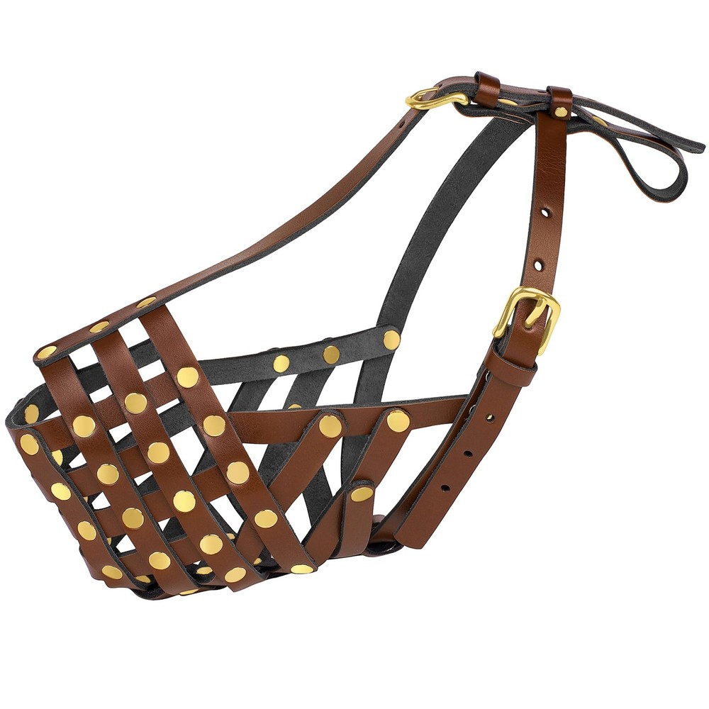 Labrador Dog Muzzle for Large Dogs - Leather Breathable Secure Basket Muzzle ...