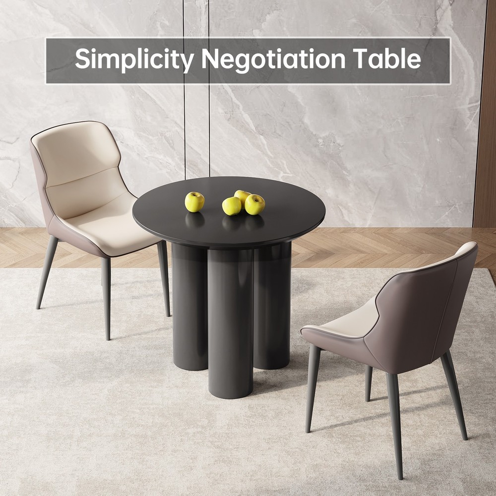 30" Round Dining Table Black Modern Kitchen Table Small Dining Room Table for 2
