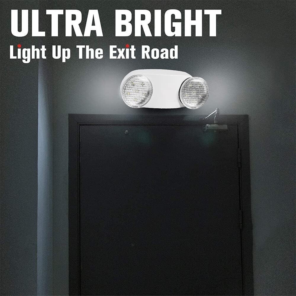 LED Emergency Exit Light Adjustable Dual Head Lamp with Battery Backup UL