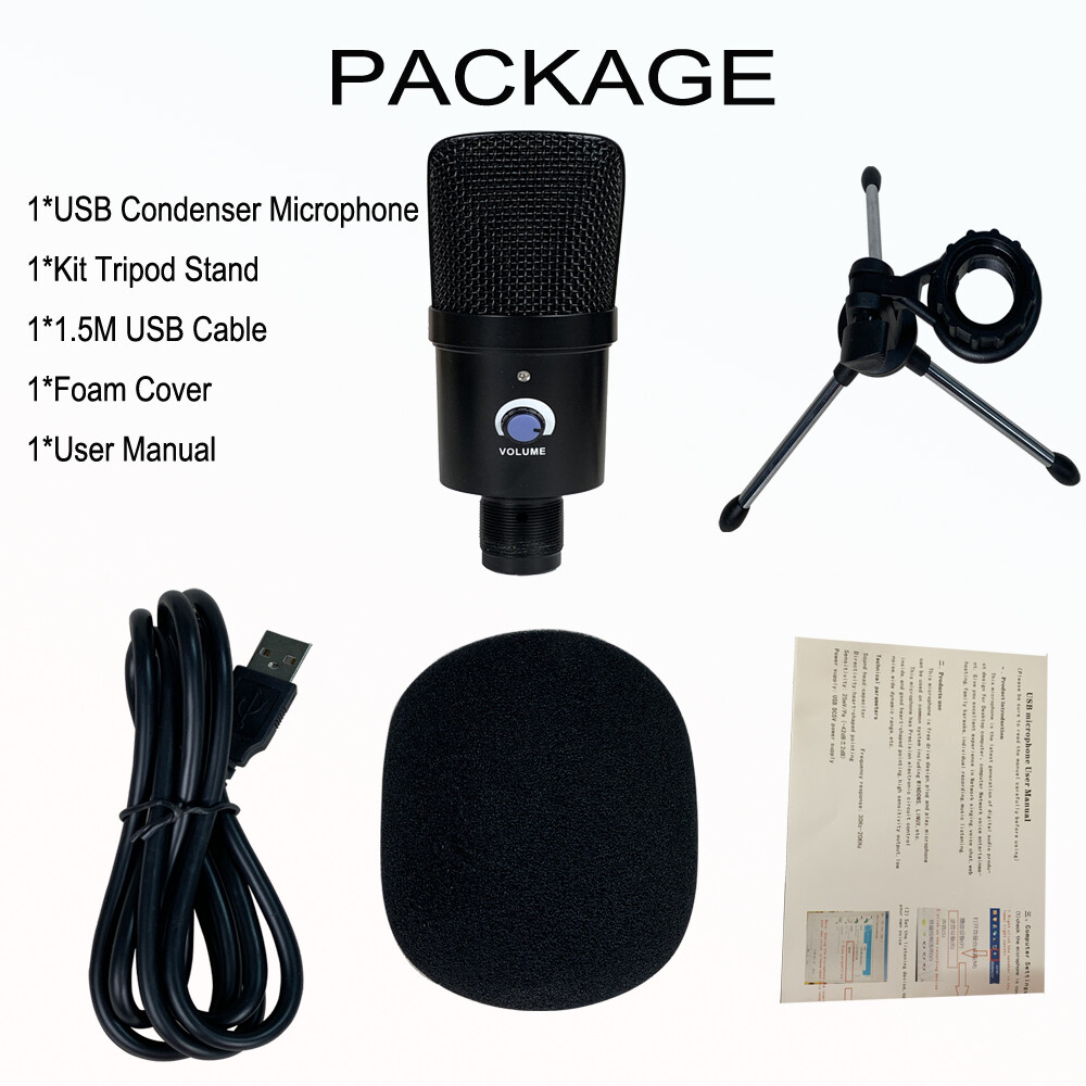 Professional Condenser USB Microphone Kit Complete Set For Studio Recording Mic