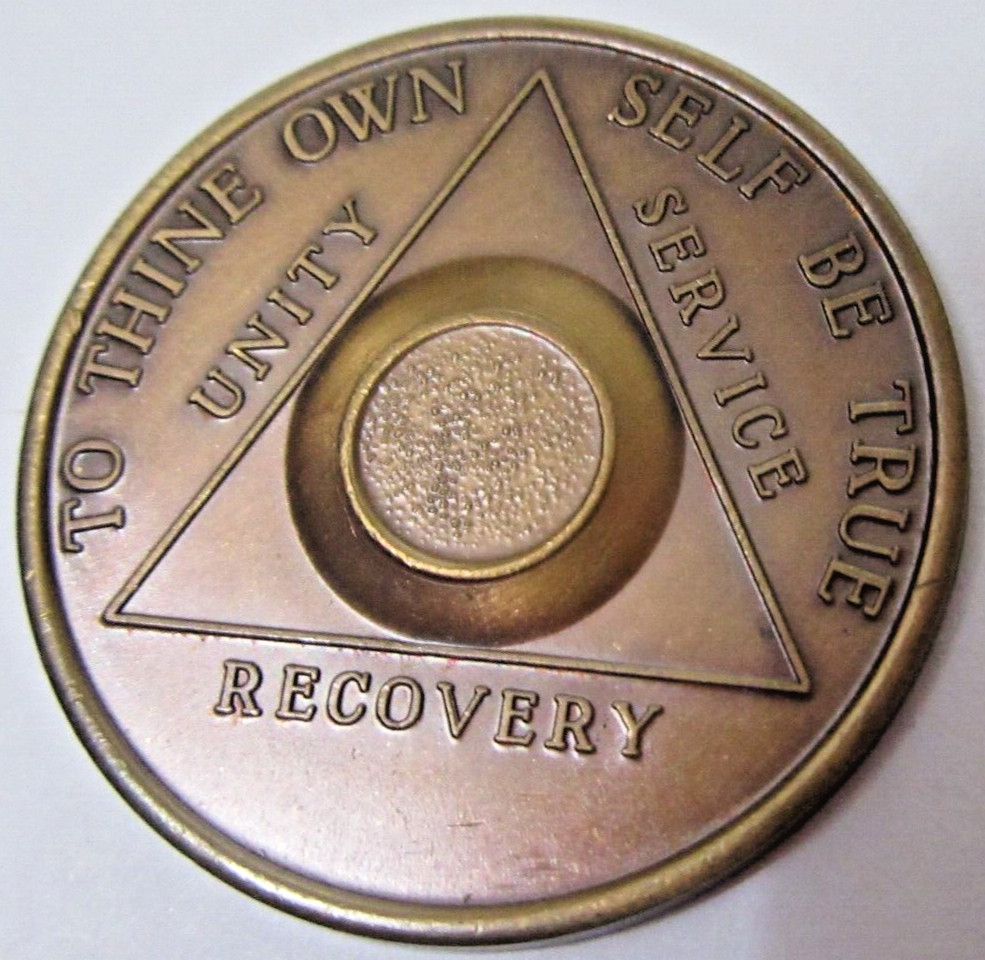 Alcoholics Anonymous AA backed Blank Bronze Medallion Chip Token Coin Sober