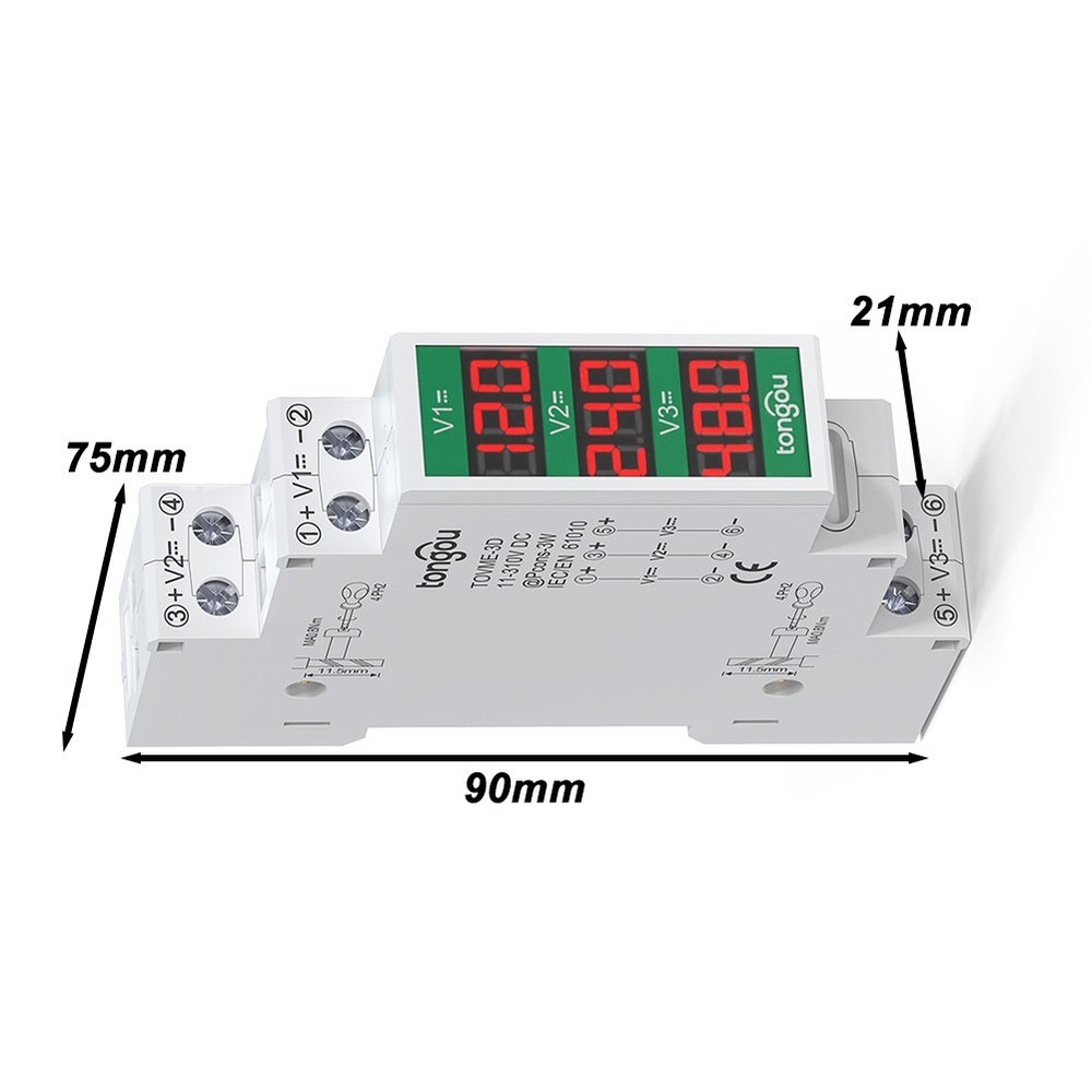 DC Voltage Detector Din Rail Voltage Meter LED Voltage Display Secure Position