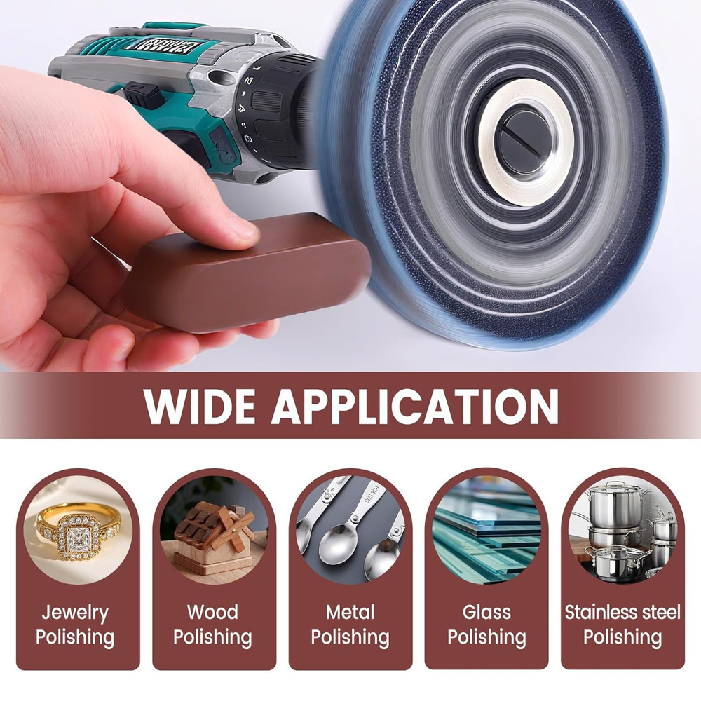 8 PCS 6" Buffing Polishing Wheel Kit Bench Grinder 1/2" Arbor Hole Compound Bars