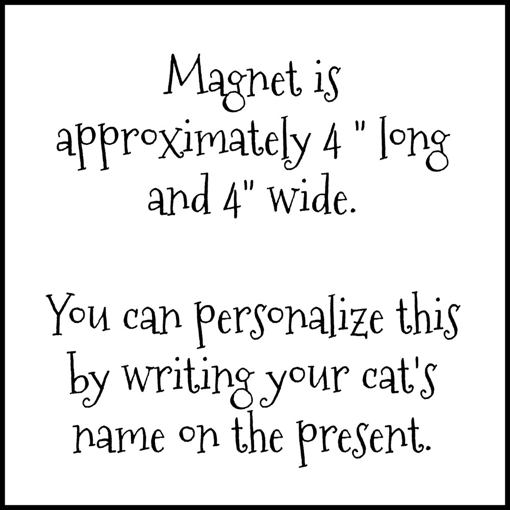 HP Black Cat with Wrapped Present Fridge Magnet, Kitchen Decor, ByBrendasHand