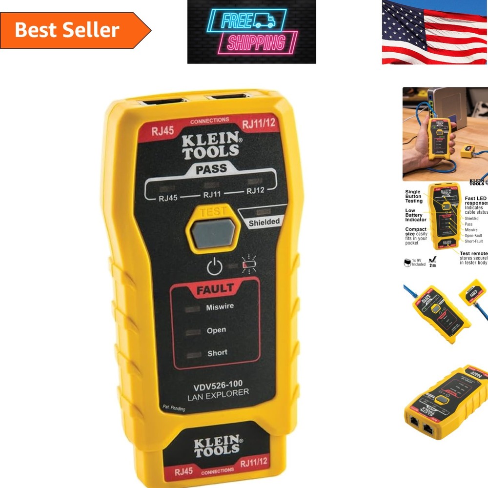 Versatile LAN Cable Tester with Remote and Low Battery Indicator for Technicians