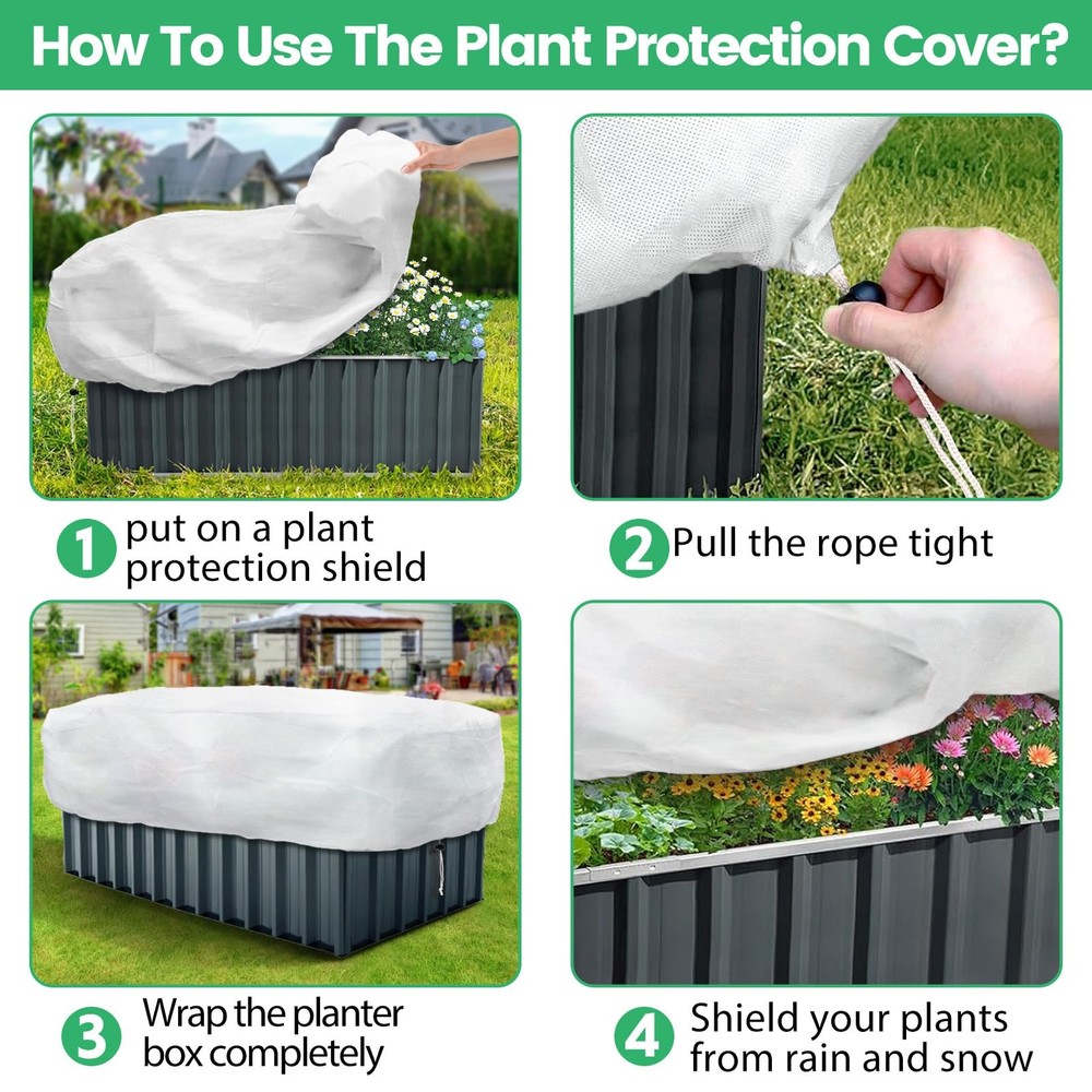 Plant Covers Freeze Protection, 2 Pack 4.1 x 2 x 1.6 ft Rectangular Raised Ga...