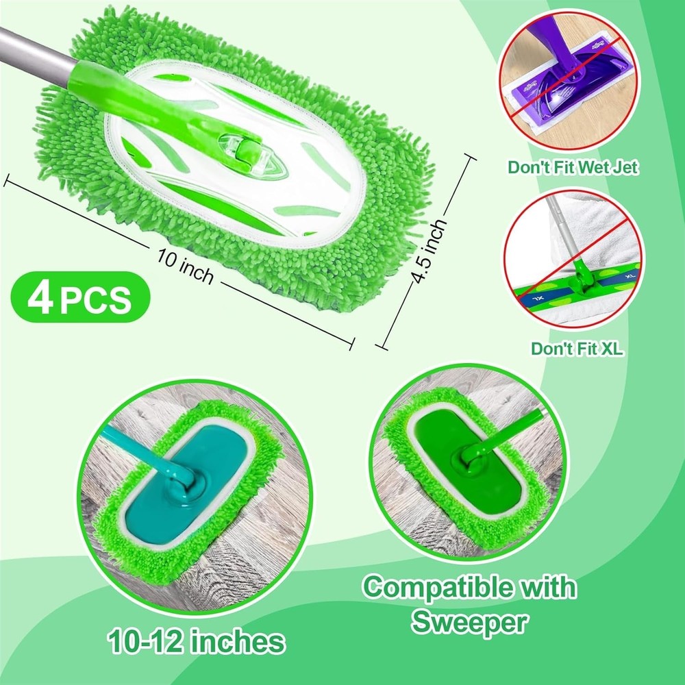 Versatile 4PCS Microfiber Mop Pads for All Flooring Types - High Absorption
