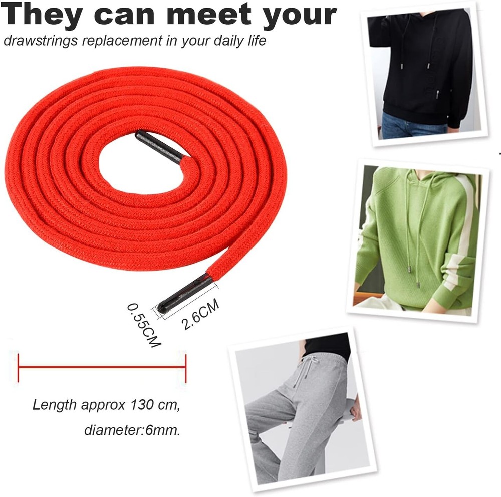 Drawstring Cord Replacement Cording with Easy Threaders+Cord Locks End