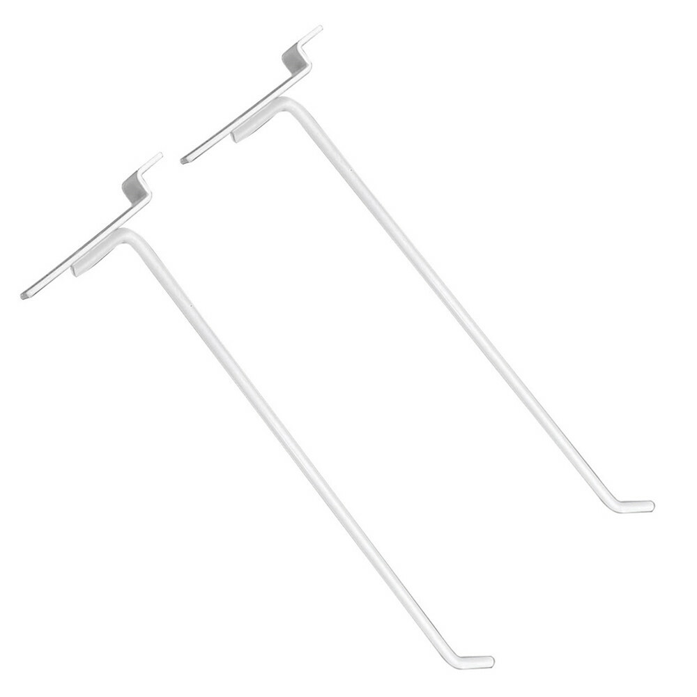 12" Gloss White Slatwall Panel Hooks Display Hooks,Single Rod Hooks - Pack 2