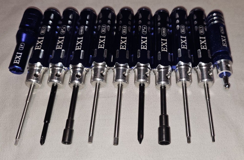 EXI RC Aluminum Handle Tool Kit 11-Piece Blue set (Tools Only) Great Condition