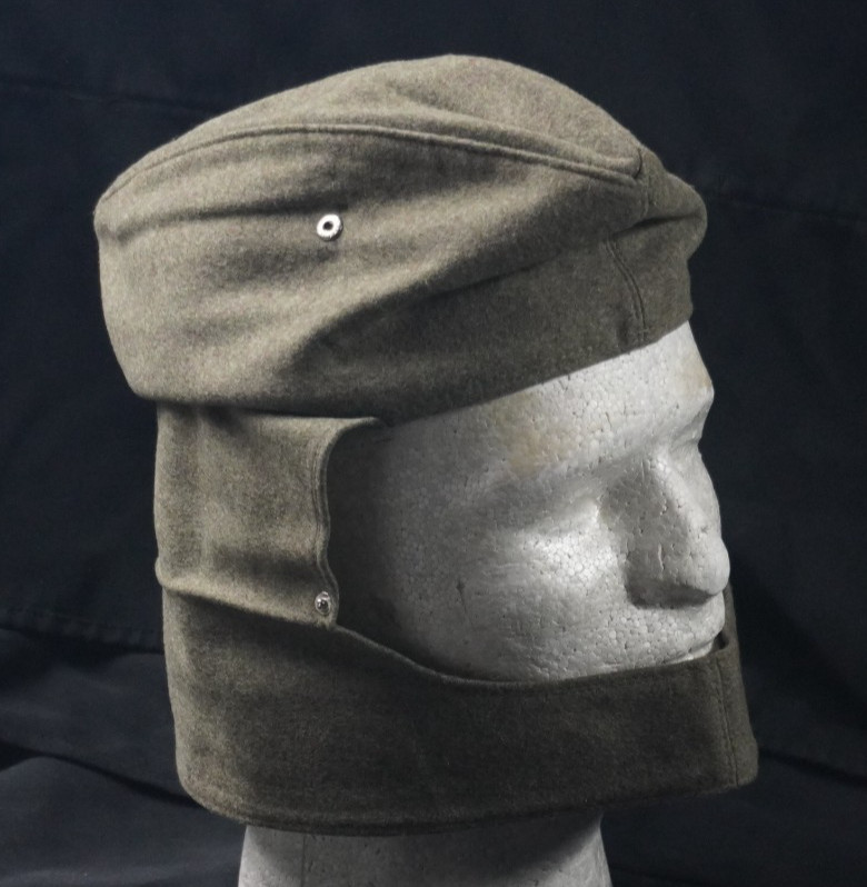 West German Winter Side Cap. Fold Down Flaps. Wool. 1960's