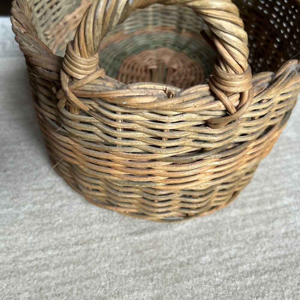 Basket Rope Accent Brown Fixed Handle Decorative. Oval Shape