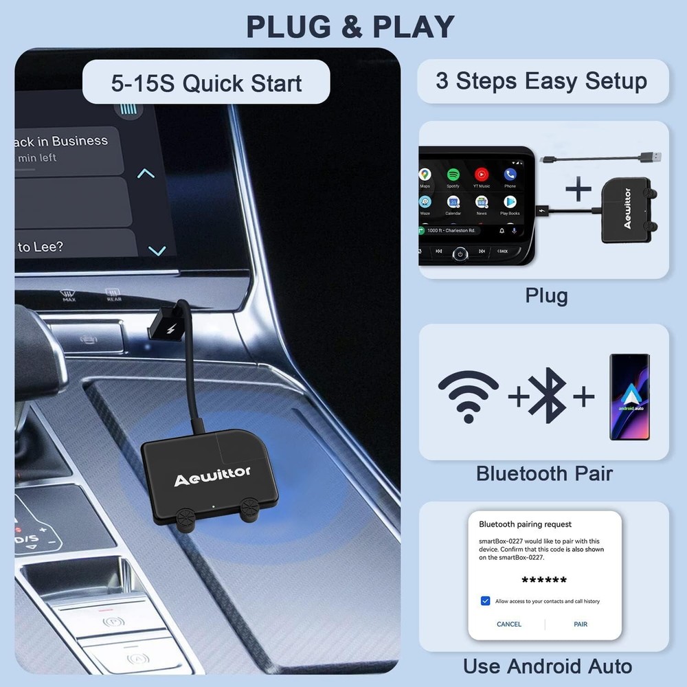Aewittor Wireless Android Auto Car Adapter - Upgrade Your Car with Android
