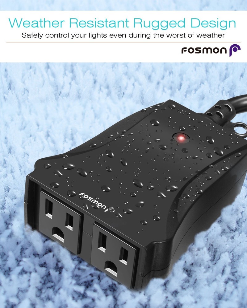 2 Outlet Power Switch Plug Weatherproof Outdoor Light Wireless Remote Control