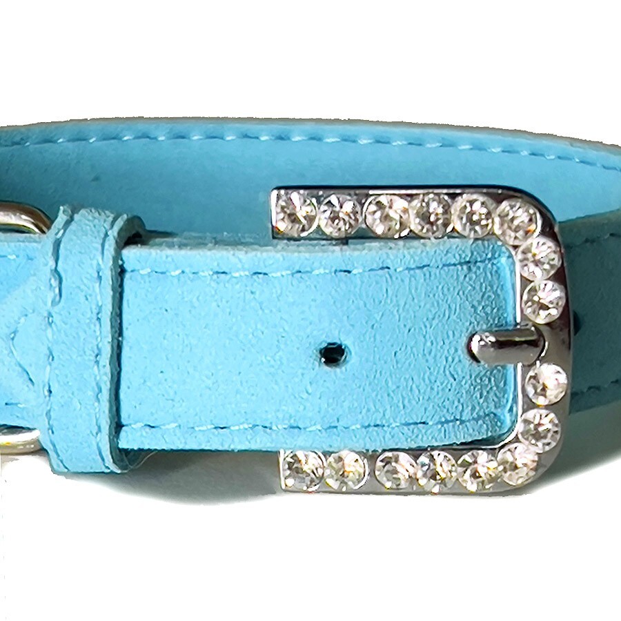 Blue VIP Bling Micro Suede Collar and Leash Set