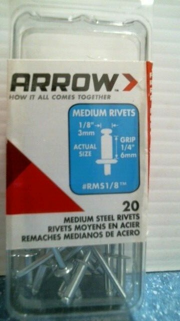 Arrow 20 Medium Rivets 1/8"  (00807)  FS