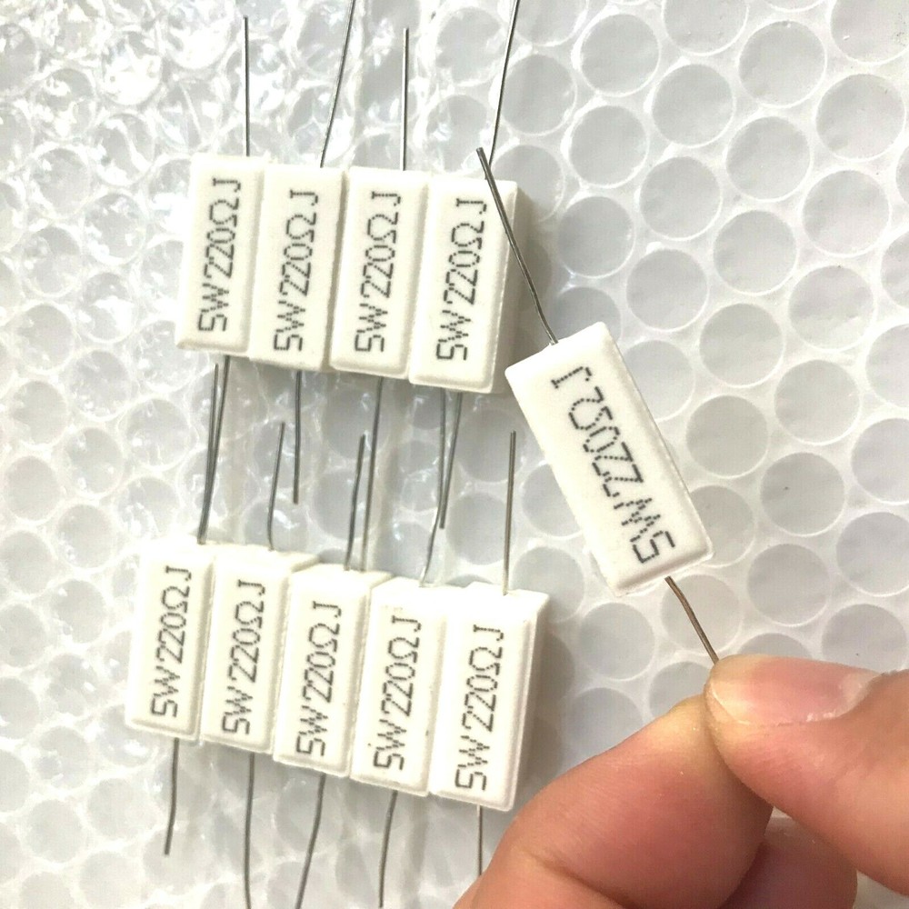 10Pcs/Lot 5W Wirewound Cement Resistor Ceramic horizontal 0.1ohm -100Kohm