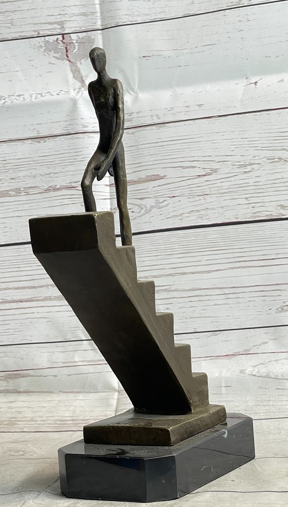 Signed Original Mario Nick Abstract Modern Climbing Stairs Sculpture
