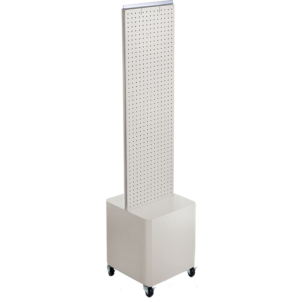 Azar Displays Two-Sided Pegboard Floor Display on White Studio Wheeled Base....