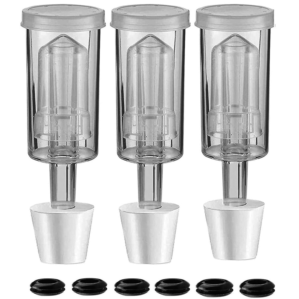 3 Piece Airlock Set for Brewing Wine Making Kimchi (3 Airlock+3 Stoppers+6 Gr...