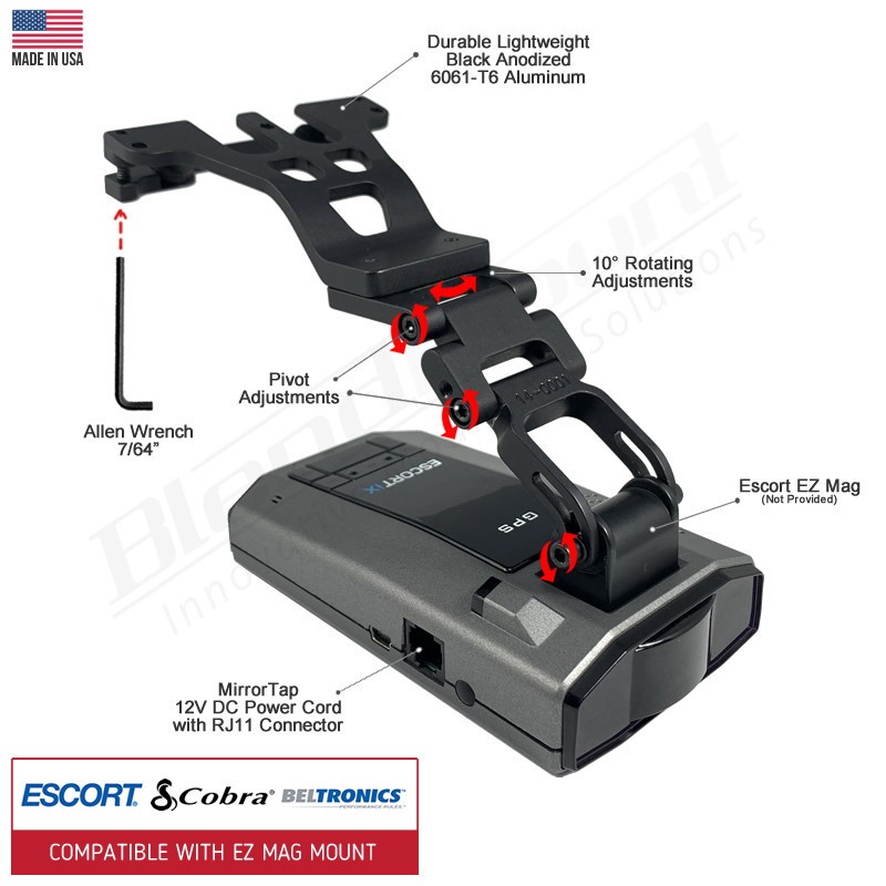 BlendMount BMG-2028 Aluminum Radar Detector Mirror Mount
