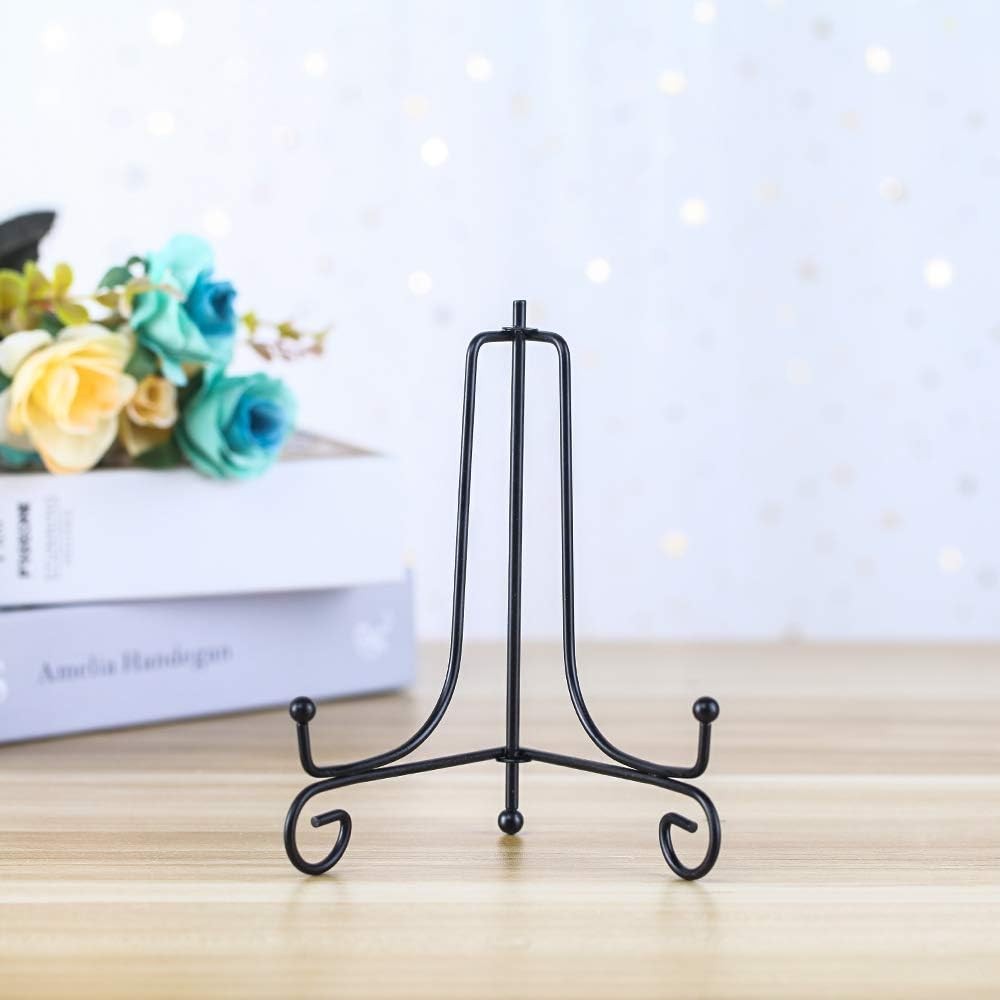 (2 Pack) Iron Display Stand, Black Easel Plate 6 inch(2