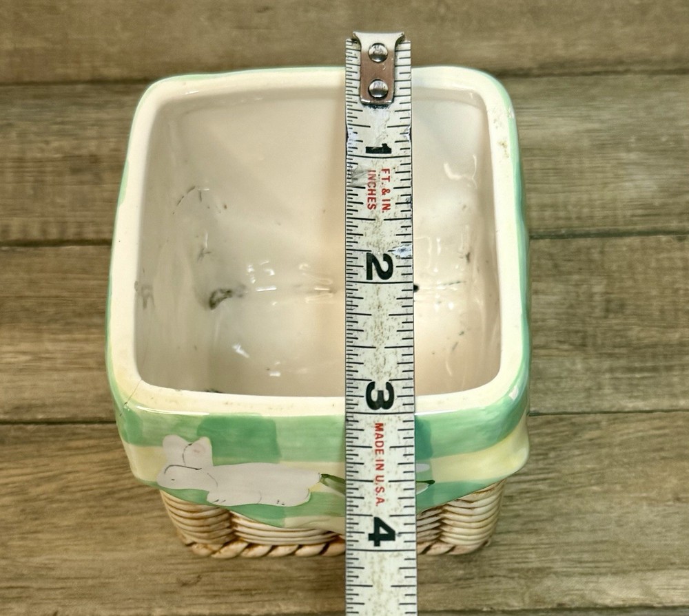 Vintage Easter Bunny Spring 3D Basket & Box WCL Ceramic Set Cottagecore Tabletop