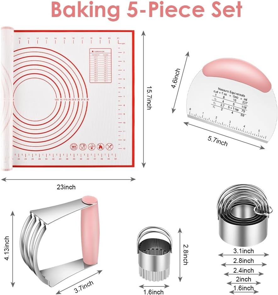 5-Piece Pastry Cutter Set - Stainless Steel & Silicone Baking Tools