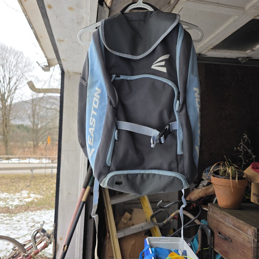 Easton Baseball Backpack Black Light Blue Polyester Zip Shoulder Strap