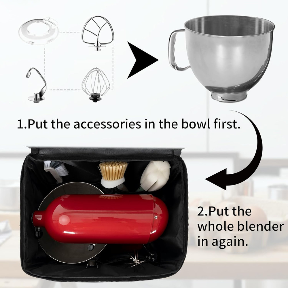 Kitchen Mixer Storage Bag Compatible with Kitchenaid and Extra Accessories
