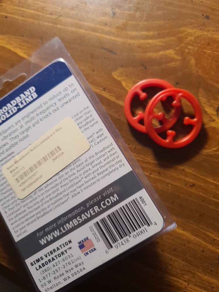 LimbSaver Broadband Dampener for Solid Limb Compound Bows, Black, Red 2-Pack