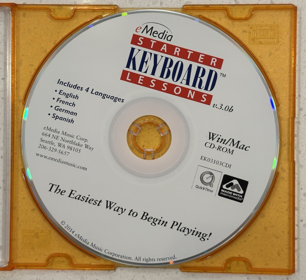 eMedia Starter Keyboard Lessons Win/Mac CD-ROM Software 4 Languages DISC ONLY