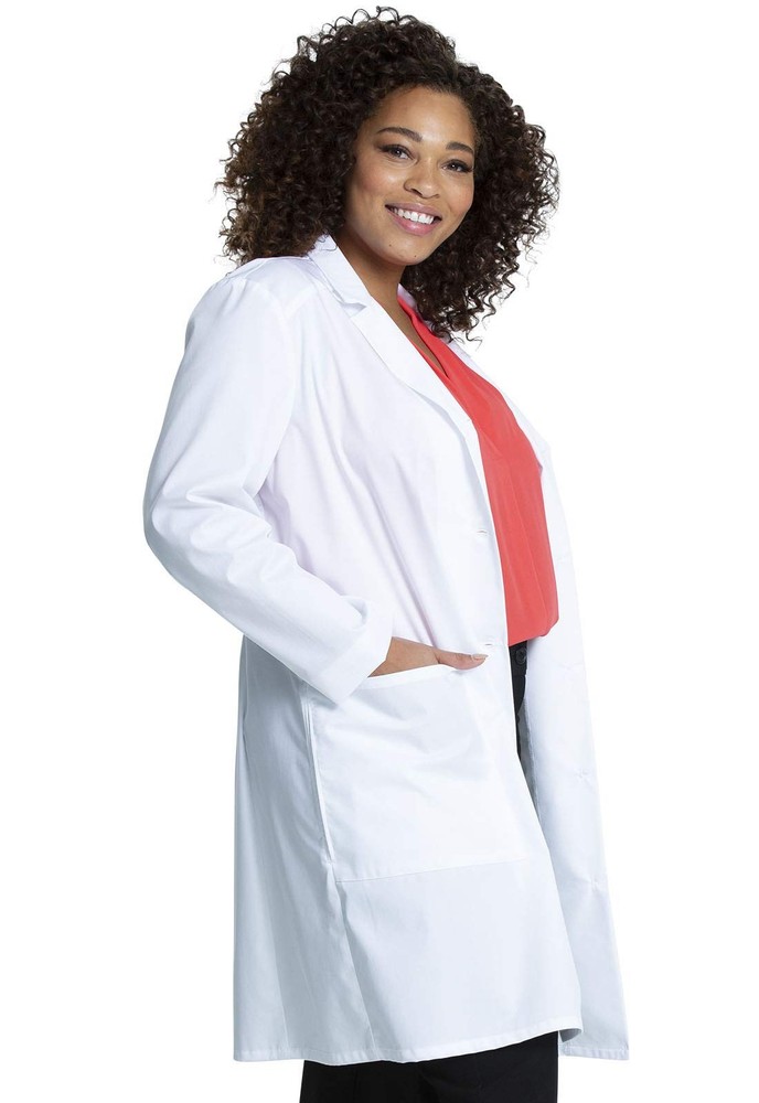 Womens Scrub Lab Coat Button Up Front 3 Pockets Stretch Fabric Model CK421