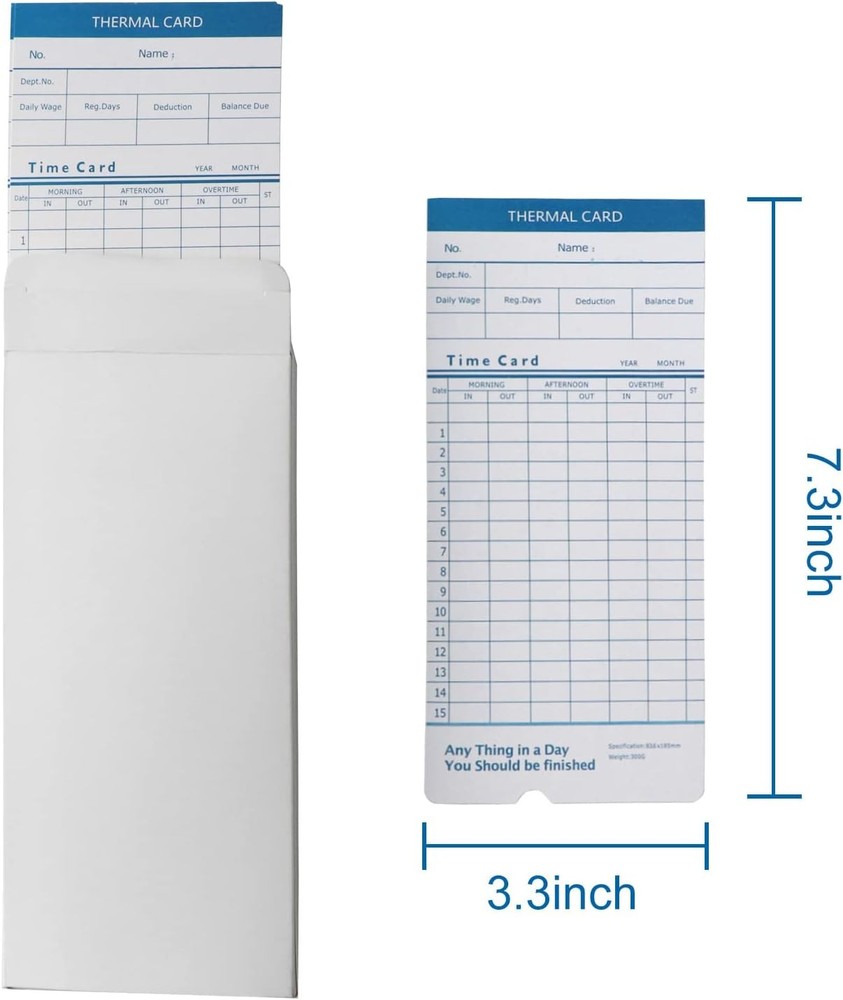 Thermal Time Cards Weekly Monthly 50 Pcs