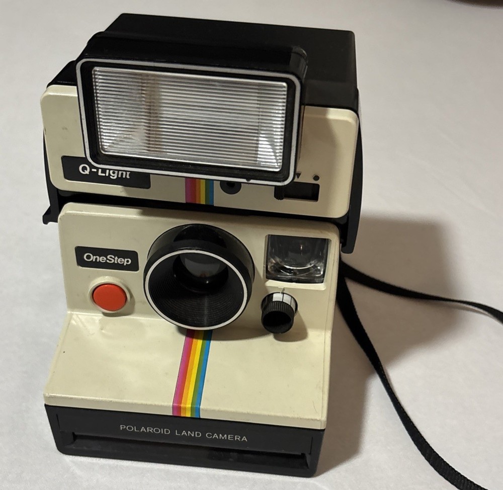 Polaroid OneStep Camera With Q-Light Flash Rainbow Stripe Tested