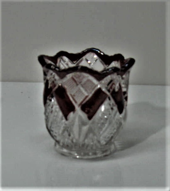 EAPG *** ruby stained = EUREKA TOOTH PICK NEAR MINT BY McKEE GLASS