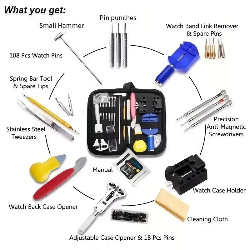 147Pcs Watch Repair Tool Kit Case Back Opener Link Remover Set