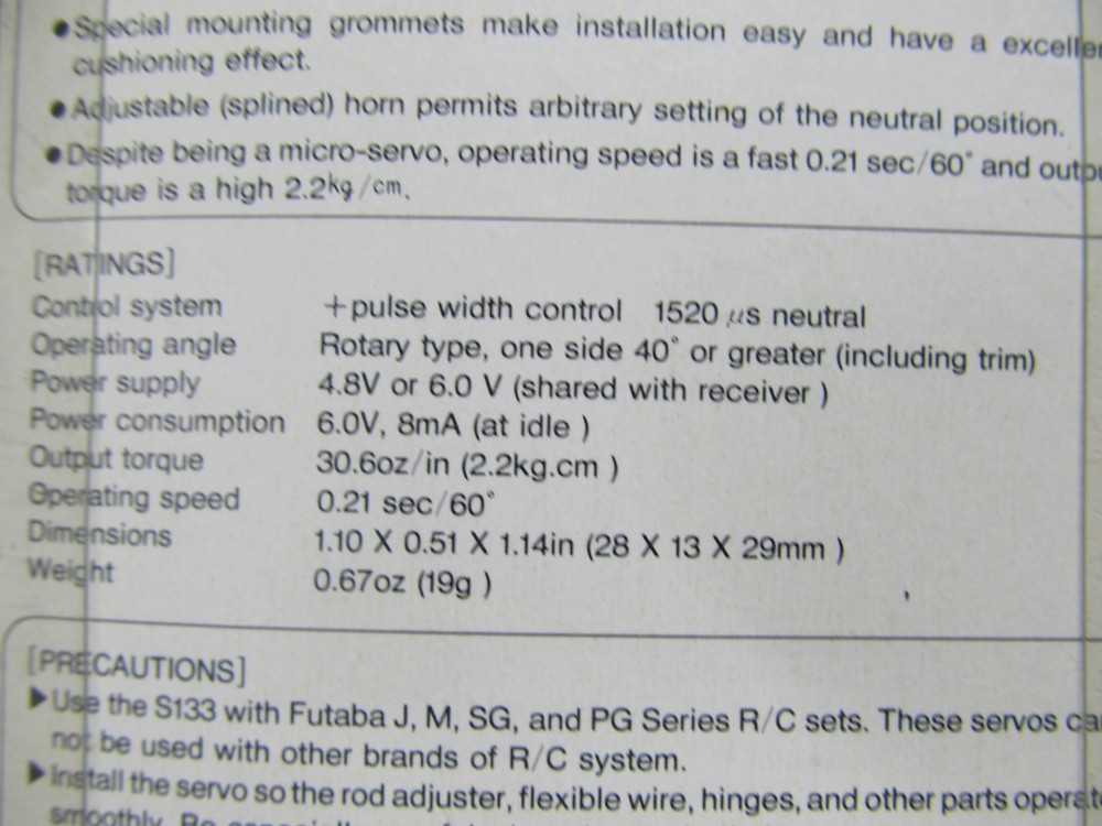 Three Futaba FP-S133 Micro Servos