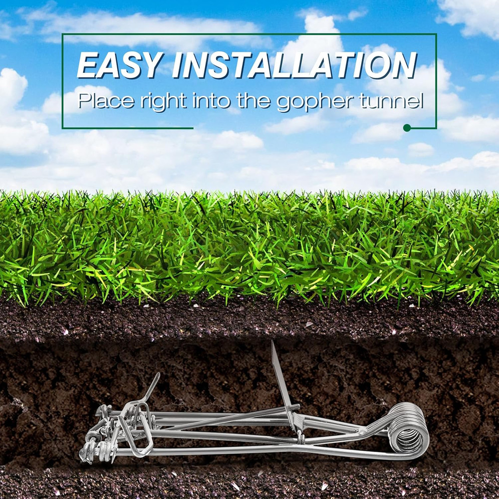 2 Pcs Outdoor Gopher Trap Mole & Vole Killer Easy Set Weather Resistant Silver