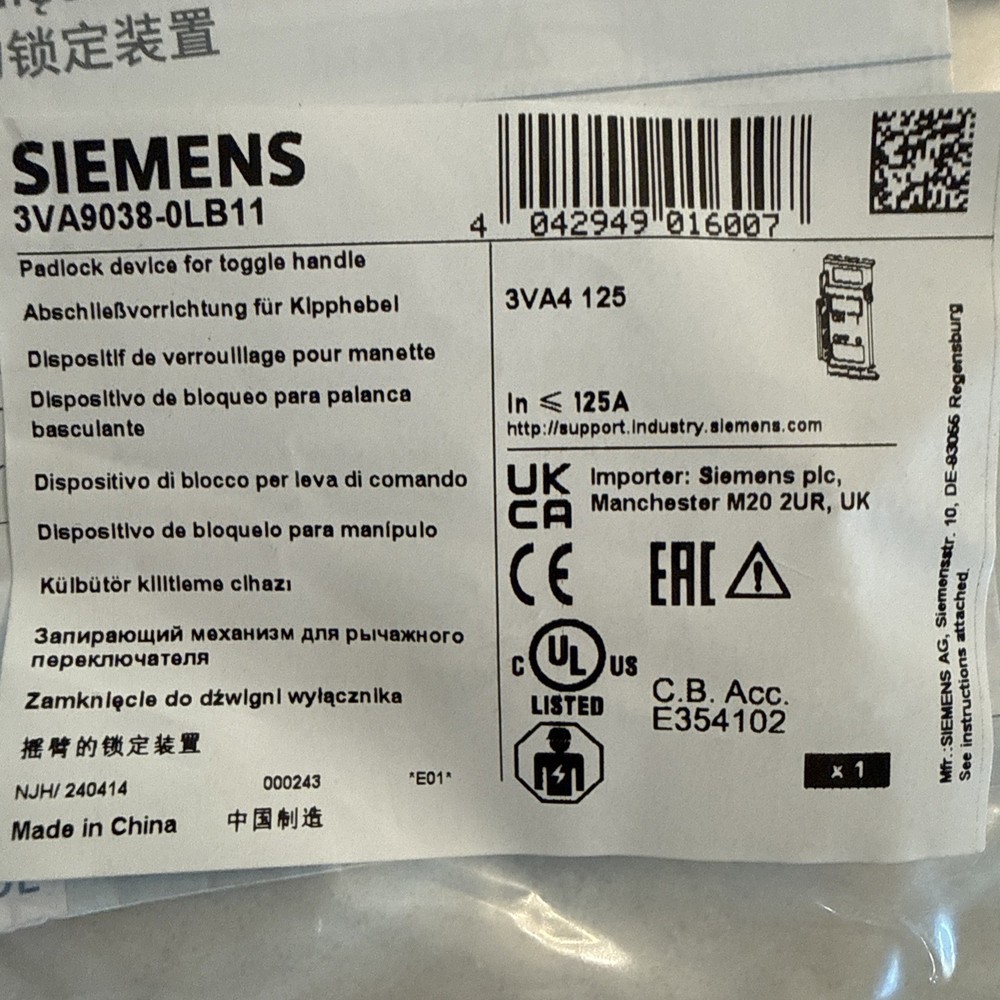 SIEMENS 3VA9038-0LB11