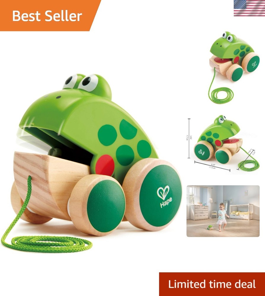 Frog Pull-Along Toy with Interactive Features | Encourages Crawling & Walking